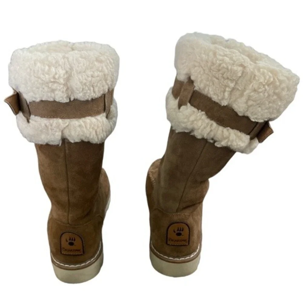 BEARPAW Avery Suede Winter Boots Size 6‎ Fur Lined Shoes
